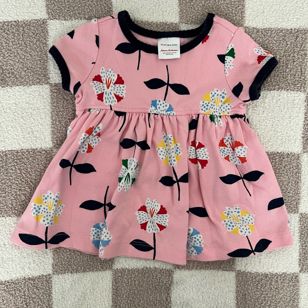 BOGO 🎊 Hanna Andersson Pink Babydoll Dress with Black Detailing